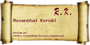 Rozenthal Kornél névjegykártya